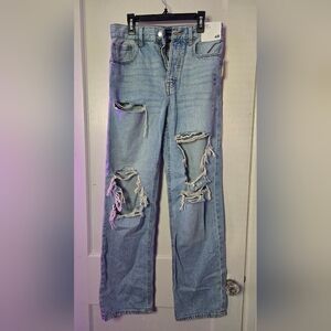 NWT! AEROPOSTALE 90s Baggy Distressed Light Blue Women's Jeans Size 4R